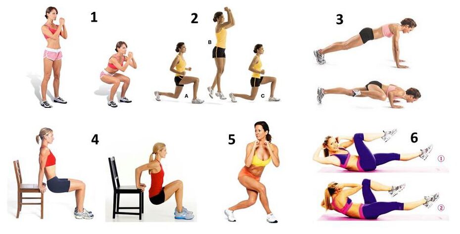 A series of exercises for whole body weight loss at home