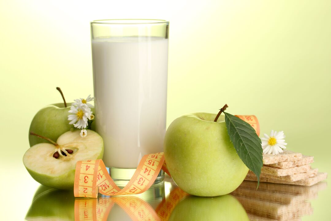 Diet with kefir and apples